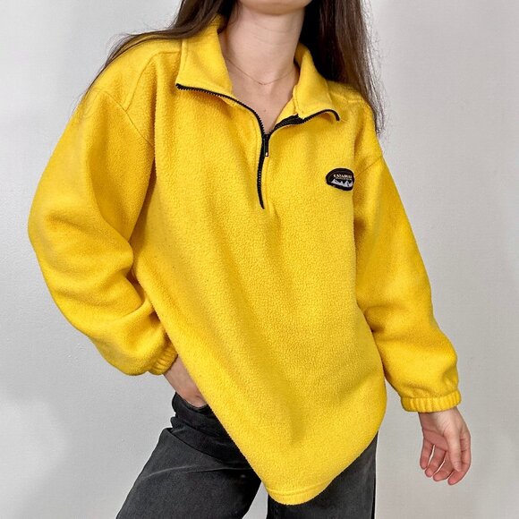 Canadian Fleecewear Sweaters - *Vintage 90's Canadian Fleecewear Yellow 3/4 Zip Sweater
